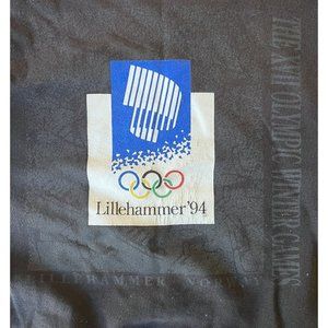 Vintage 1994 Lillehammer Norway Winter Olympics Black Logo Sweatshirt Size XL
